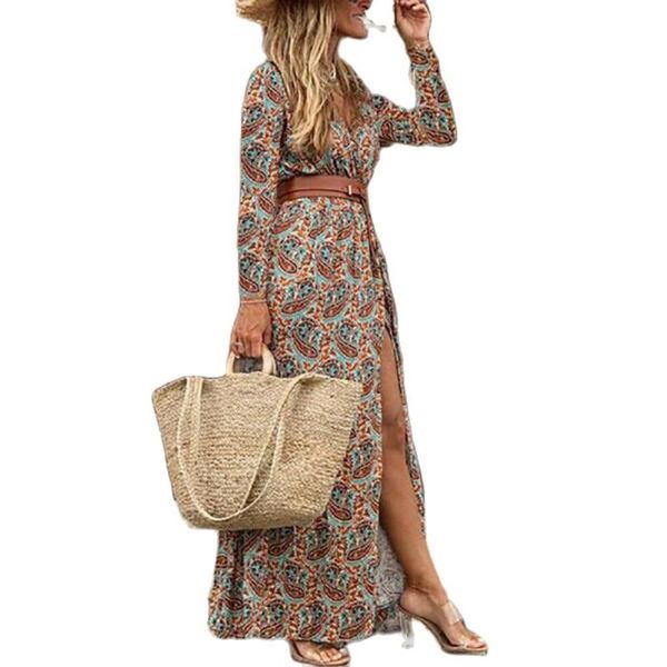 european and american style autumn winter long-sleeved v-neck bohemian floral dress for women casual dresses, Black;gray
european and american style autumn winter long-sleeved v-neck bohemian floral dress for women casual dresses, Black;gray