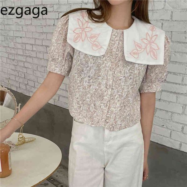 ezgaga embroidery floral blouse women turn-down collar short sleeve chic summer new korean fashion loose shirts sweet girl 210430, White
ezgaga embroidery floral blouse women turn-down collar short sleeve chic summer new korean fashion loose shirts sweet girl 210430, White