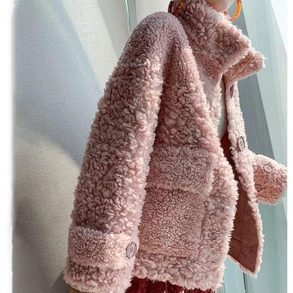 women's wool & blends winter women coat luxury lamb jacket loose stand collar overcoat thick warm plus size female plush coats, Black
women's wool & blends winter women coat luxury lamb jacket loose stand collar overcoat thick warm plus size female plush coats, Black