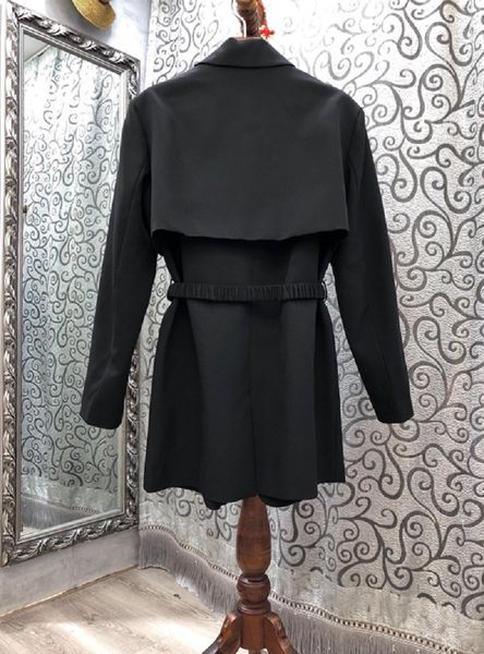 suits blazer 2021 autumn winter outerwears women pocket belt patchwork long sleeve casual black coats female, White;black