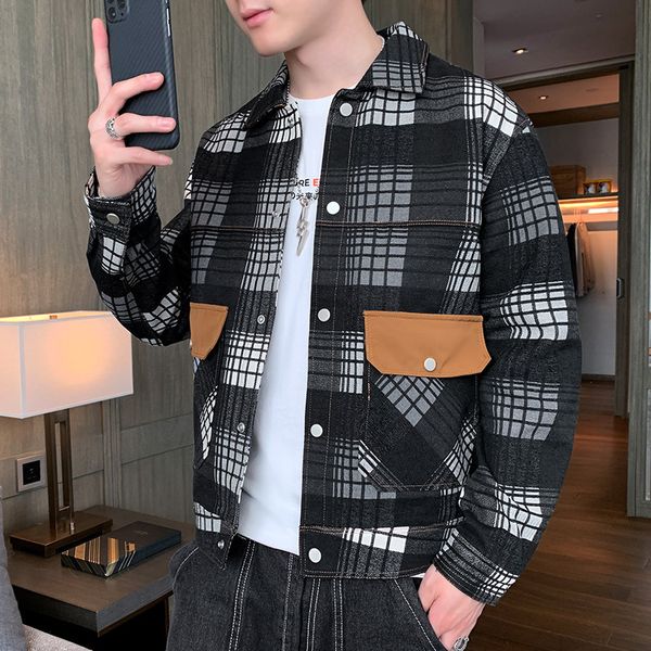 plaid coat spring and autumn brand shirt men's wear korean lapel casual work et men, Black;brown
plaid coat spring and autumn brand shirt men's wear korean lapel casual work et men, Black;brown