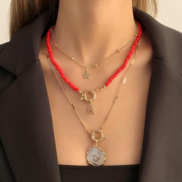 chains 2021 women red color seed beaded chain choker necklace punk letter carved coin star pendant for jewelry gift, Silver
chains 2021 women red color seed beaded chain choker necklace punk letter carved coin star pendant for jewelry gift, Silver