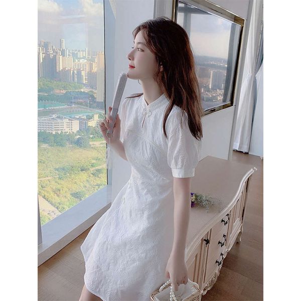 bone etched cheongsam modified dress women's summer small chinese style white young, Black;gray
bone etched cheongsam modified dress women's summer small chinese style white young, Black;gray