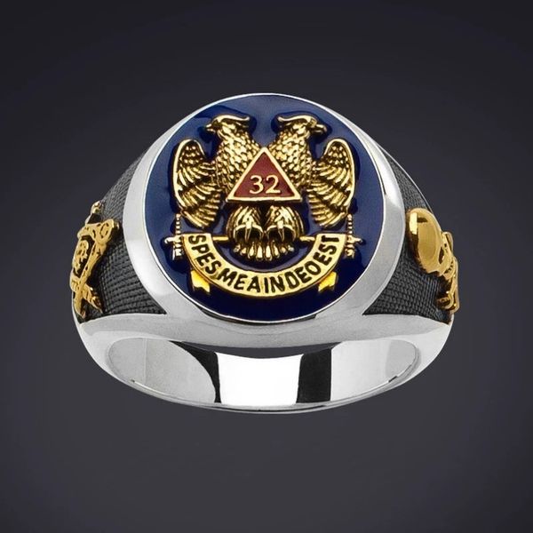 ring jewelry domineering gold-plated double headed eagle masonic oil dripping men's, Silver
ring jewelry domineering gold-plated double headed eagle masonic oil dripping men's, Silver