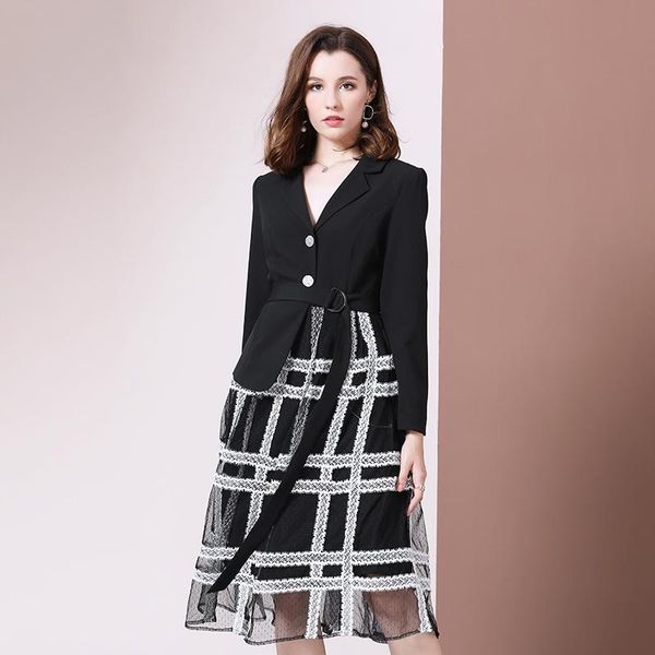 pleated skirt suit fake two piece dress suits 2021 blazer jacket fashion mesh abito cerimonia donna stitching women frock women's & bla, White;black
pleated skirt suit fake two piece dress suits 2021 blazer jacket fashion mesh abito cerimonia donna stitching women frock women's & bla, White;black
