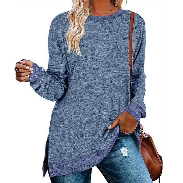 women's hoodies & sweatshirts knitted loose casual women long sleeve patchwork round-neck streetwear autumn winter hem split fork pull, Black
women's hoodies & sweatshirts knitted loose casual women long sleeve patchwork round-neck streetwear autumn winter hem split fork pull, Black