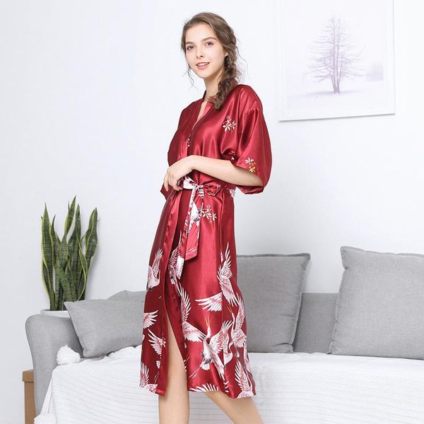 women's sleepwear ice silk wedding pyjamas for women summer bride morning gown long short sleeves at home, Black;red
women's sleepwear ice silk wedding pyjamas for women summer bride morning gown long short sleeves at home, Black;red