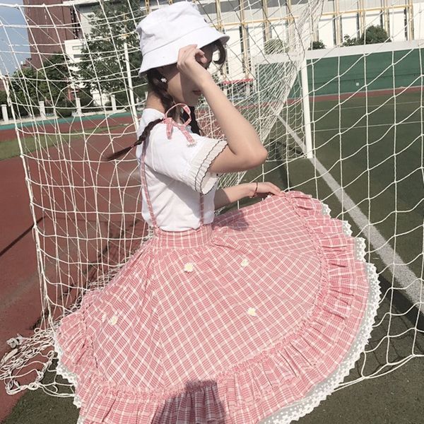 kawaii lolita skirt japanese soft girl teenage students jumpsuit daisy appliques lace patchwork ruffle plaid suspender skirts, Black
kawaii lolita skirt japanese soft girl teenage students jumpsuit daisy appliques lace patchwork ruffle plaid suspender skirts, Black