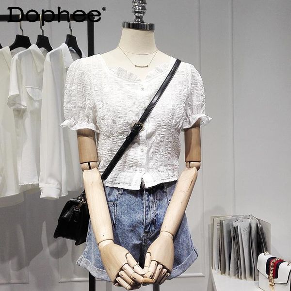women's blouses & shirts 2021 summer sweet white shirt for women french style fashion blouse short slimming solid colour all-match simp
women's blouses & shirts 2021 summer sweet white shirt for women french style fashion blouse short slimming solid colour all-match simp