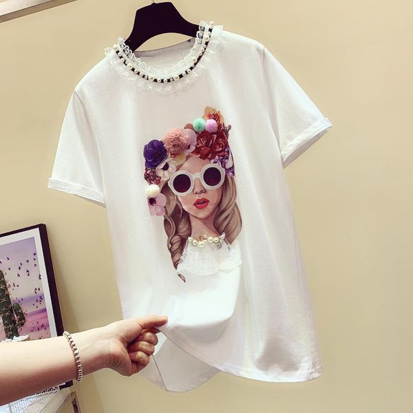 women's t-shirt 2021 spring summer white tshirt korean loose fashion head three-dimensional floral lace round collar student
women's t-shirt 2021 spring summer white tshirt korean loose fashion head three-dimensional floral lace round collar student