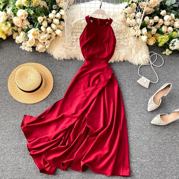 casual dresses yghan summer spring elegant knitted halter solid sleeveless vivid color women female a-line high waist long dress, Black;gray
casual dresses yghan summer spring elegant knitted halter solid sleeveless vivid color women female a-line high waist long dress, Black;gray