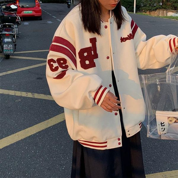 women's jackets women baseball bomber jacket single breasted spliced letter brand clothing loose uniform female winter coat bf male top, Black;brown
women's jackets women baseball bomber jacket single breasted spliced letter brand clothing loose uniform female winter coat bf male top, Black;brown