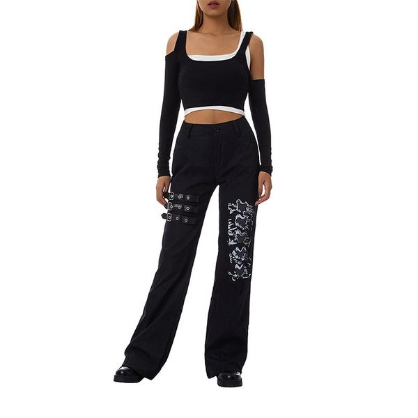 women's pants & capris women casual cargo black heart printed pattern gothic style trousers love overalls street fashion personality, Black;white
women's pants & capris women casual cargo black heart printed pattern gothic style trousers love overalls street fashion personality, Black;white