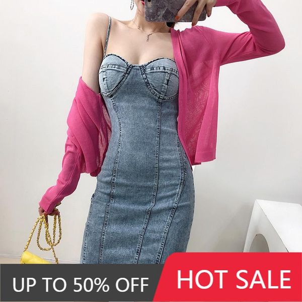 mini bodycon dress women summer high waist slim sleeveless denim fashion edge strapless sling gothic casual dresses, Black;gray
mini bodycon dress women summer high waist slim sleeveless denim fashion edge strapless sling gothic casual dresses, Black;gray