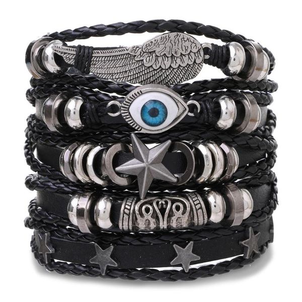 tennis luxury braided wrap star wing leather bracelets for men vintage eye rudder charm ethnic tribal wristbands jewelry, Golden;silver
tennis luxury braided wrap star wing leather bracelets for men vintage eye rudder charm ethnic tribal wristbands jewelry, Golden;silver