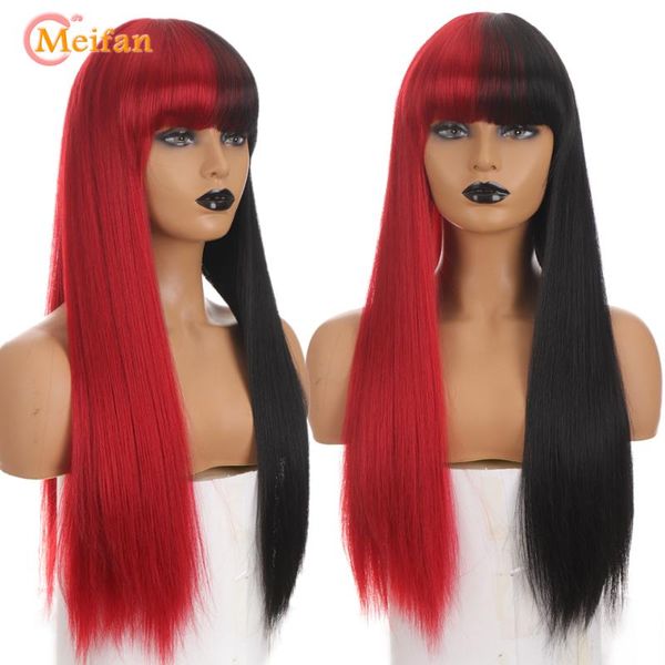 synthetic wigs meifan long straight cosplay half black red pink wig with bangs african american lolita natural daily
synthetic wigs meifan long straight cosplay half black red pink wig with bangs african american lolita natural daily