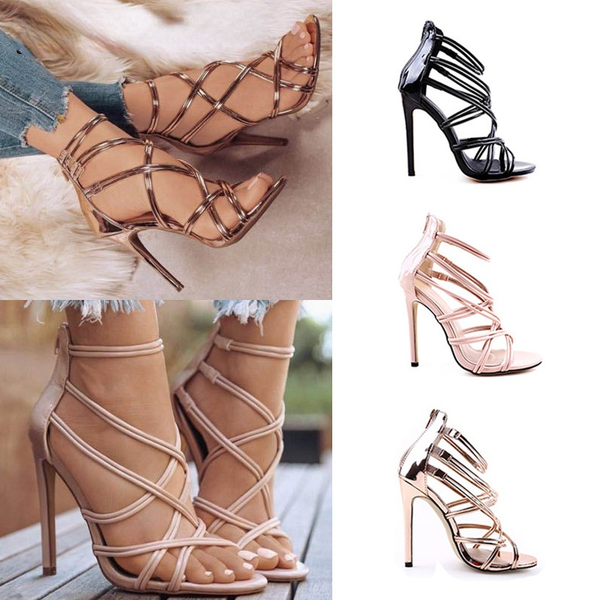 fashionable new summer women's shoes fish mouth cross fine back zipper high-heeled sandals, Black
fashionable new summer women's shoes fish mouth cross fine back zipper high-heeled sandals, Black