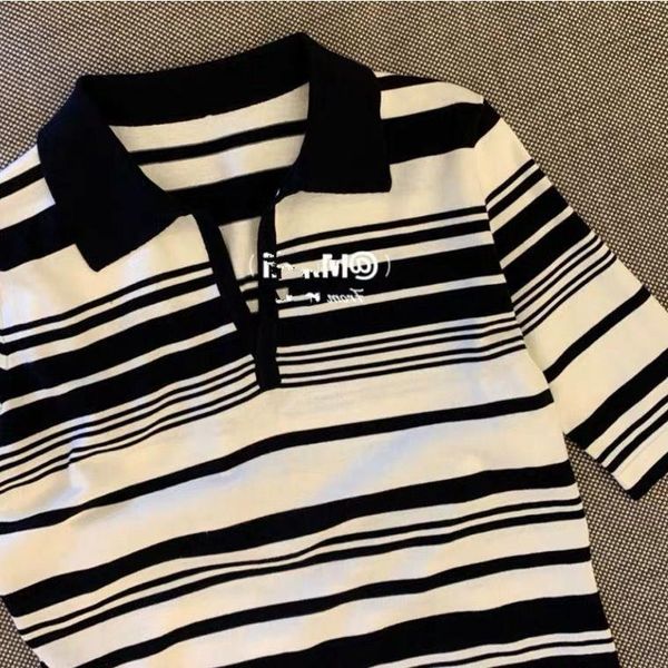 women's polos luxury quality black and white stripe neck knit women 2021 summer classic style loose lapel short sleeve tide
women's polos luxury quality black and white stripe neck knit women 2021 summer classic style loose lapel short sleeve tide