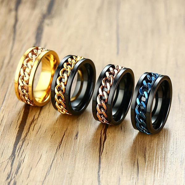 cluster rings buy stainless steel punk ring fashion rotatable chain men wedding bar style jewelry 8 colors to choose, Golden;silver
cluster rings buy stainless steel punk ring fashion rotatable chain men wedding bar style jewelry 8 colors to choose, Golden;silver