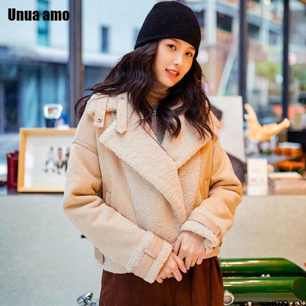 women's leather & faux unua amo 2021 winter women thick warm suede lambswool biker jackets coat chic loose outwear female overcoat, Black
women's leather & faux unua amo 2021 winter women thick warm suede lambswool biker jackets coat chic loose outwear female overcoat, Black