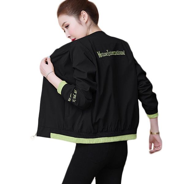 women's jackets fashion embroidery black baseball jacket women 2021 autumn bomber long sleeve v-neck ladies casual short coats outwear, Black;brown
women's jackets fashion embroidery black baseball jacket women 2021 autumn bomber long sleeve v-neck ladies casual short coats outwear, Black;brown