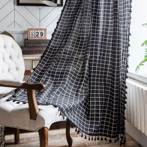 curtain & drapes black geometric grid print cotton and linen tassel bohemian semi-shading style kitchen country bedroom window
curtain & drapes black geometric grid print cotton and linen tassel bohemian semi-shading style kitchen country bedroom window
