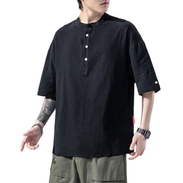 men's t-shirts 2021 summer men cotton linen short-sleeved t-shirt hong kong trend national style shirt, White;black
men's t-shirts 2021 summer men cotton linen short-sleeved t-shirt hong kong trend national style shirt, White;black