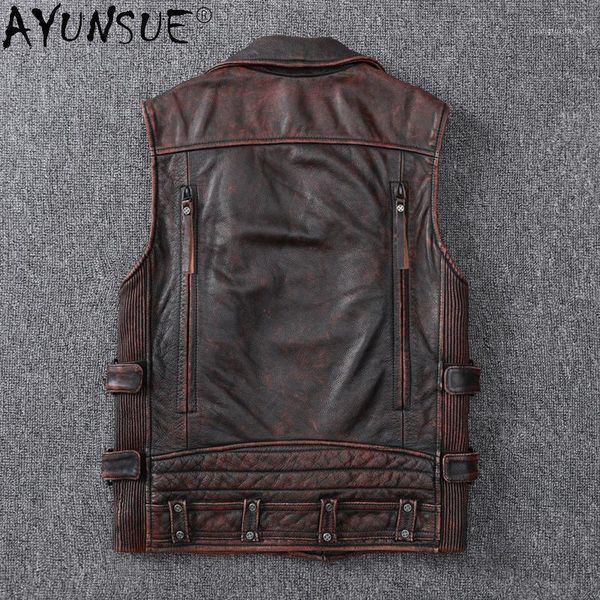 men's leather & faux akoosun genuine vest men real cowhide coat vintage jacket for motorcycle chalecos para hombre 2021 1938, Black
men's leather & faux akoosun genuine vest men real cowhide coat vintage jacket for motorcycle chalecos para hombre 2021 1938, Black