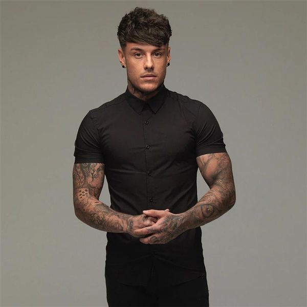 men's casual shirts 2021 summer dress shirt brand men breathable short sleeves turn-down collar cardigan mens clothing, White;black
men's casual shirts 2021 summer dress shirt brand men breathable short sleeves turn-down collar cardigan mens clothing, White;black