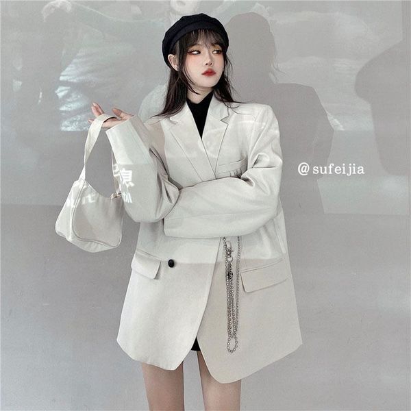 women's suits & blazers nic white loose women long sleeve suit jacket 2021 female outerwear elegant chic single-breasted blazer femme, White;black
women's suits & blazers nic white loose women long sleeve suit jacket 2021 female outerwear elegant chic single-breasted blazer femme, White;black