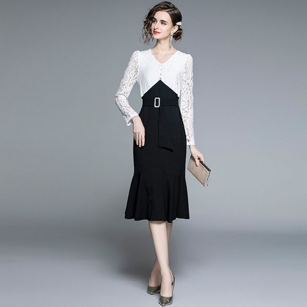 lace patchwork office work dress women v-neck long midi mermaid party dresses 210525, Black;gray
lace patchwork office work dress women v-neck long midi mermaid party dresses 210525, Black;gray