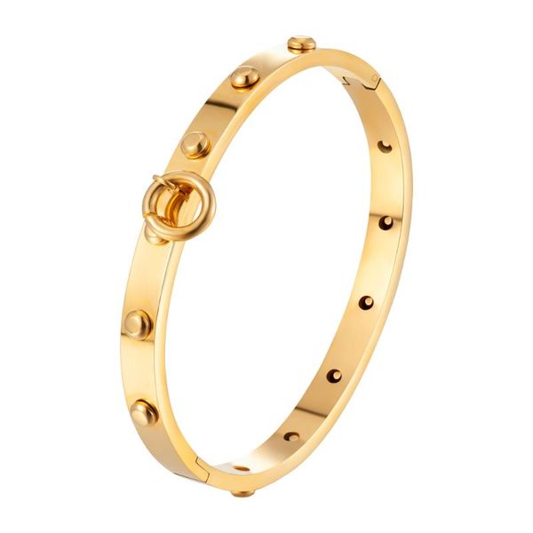 bangle fashion stainless steel round rivet bracelet with charm circle for women men luxury jewelry gift, Black
bangle fashion stainless steel round rivet bracelet with charm circle for women men luxury jewelry gift, Black