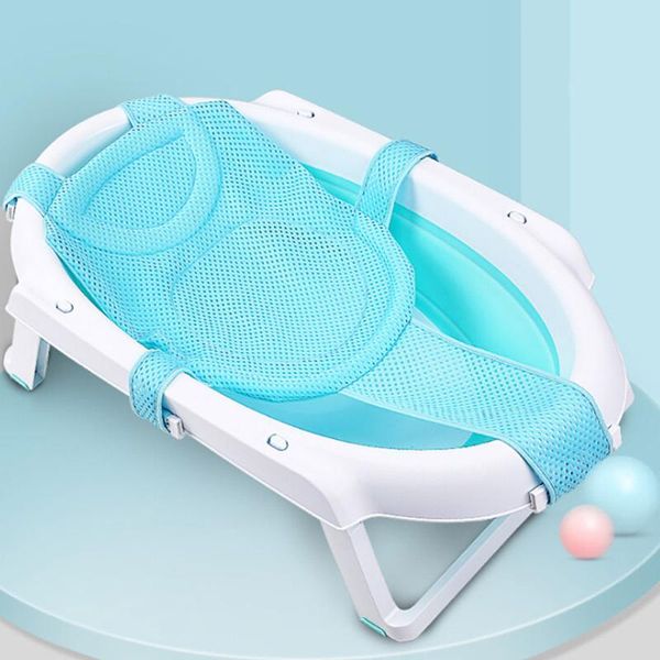 bathing tubs & seats adjustable baby bath mat tub pillow seat cross shaped non-slip net kids bathtub shower cradle bed