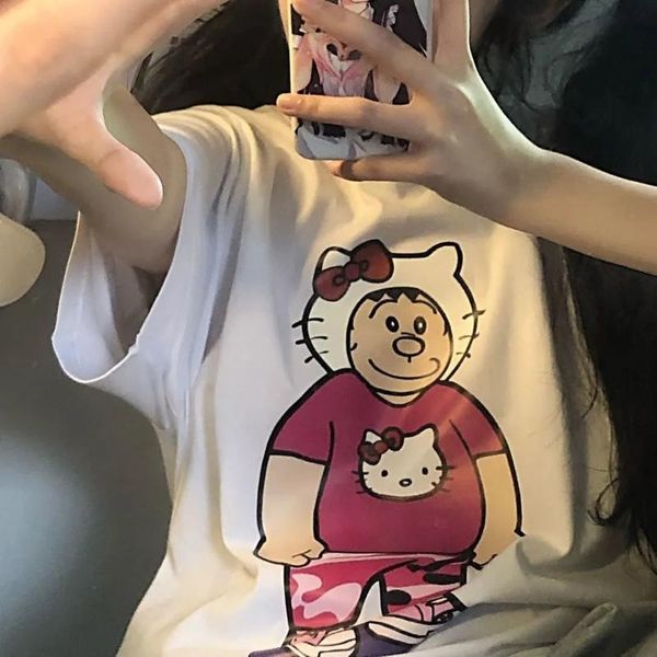 women's t-shirt kitty cute cartoon sweet girls japan streetwear harajuku summer pink fun kawaii casual vintage loose women t shirt, White
women's t-shirt kitty cute cartoon sweet girls japan streetwear harajuku summer pink fun kawaii casual vintage loose women t shirt, White