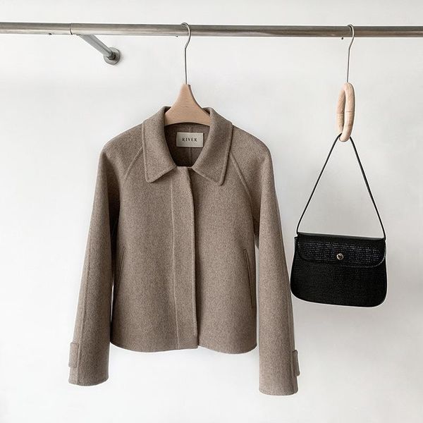women's wool & blends 2021 korean vintage fashion autumn double-sided cashmere outerwear winter coat women clothing short 100% jacket f, Black
women's wool & blends 2021 korean vintage fashion autumn double-sided cashmere outerwear winter coat women clothing short 100% jacket f, Black