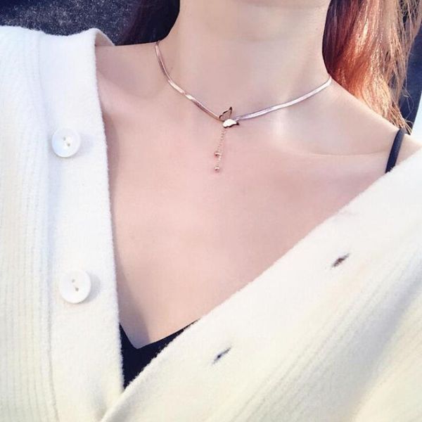 stainless steel matte butterfly tassel charms snake bone chain choker pendant necklace for women fashion fine jewelry gift chains, Silver
stainless steel matte butterfly tassel charms snake bone chain choker pendant necklace for women fashion fine jewelry gift chains, Silver