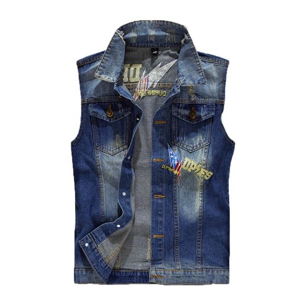 men's vests tide denim vest men fashion casual cowboy jacket in shoulder printed male, Black;white
men's vests tide denim vest men fashion casual cowboy jacket in shoulder printed male, Black;white