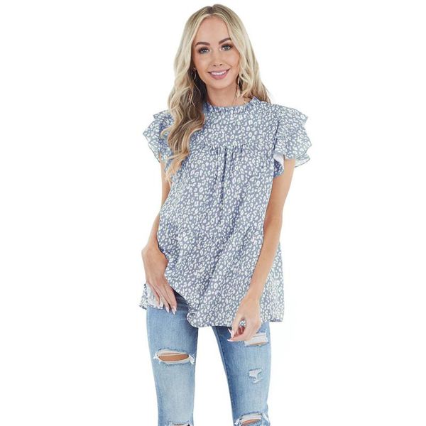 women's blouses & shirts summer lotus sleeve sweet blouse for women leopard print ruffle stitching femme blusas y camisas y2k, White
women's blouses & shirts summer lotus sleeve sweet blouse for women leopard print ruffle stitching femme blusas y camisas y2k, White