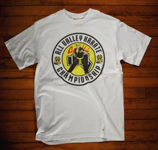Karate Kid Cobra Kai T-Shirt movie retro all valley championship daniel son tee, White;black
Karate Kid Cobra Kai T-Shirt movie retro all valley championship daniel son tee, White;black