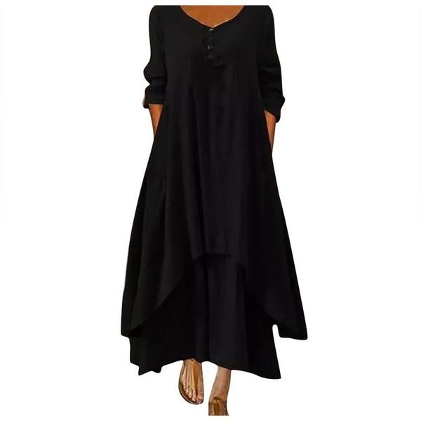 casual dresses summer 2021 women dress o-neck double layer buttons long asymmetric cotton linen loose for, Black;gray
casual dresses summer 2021 women dress o-neck double layer buttons long asymmetric cotton linen loose for, Black;gray
