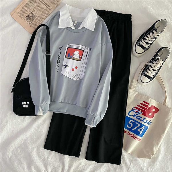 fashion tracksuit women sweatshirt and wide leg pants 2 pieces set long sleeve outfits female casual harajuku suit autumn 210930, White
fashion tracksuit women sweatshirt and wide leg pants 2 pieces set long sleeve outfits female casual harajuku suit autumn 210930, White