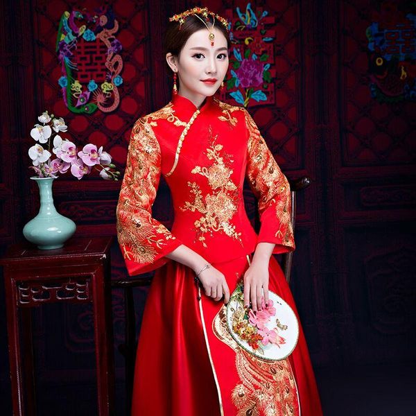 ethnic clothing ancient marriage costume the bride gown traditional chinese wedding dress women cheongsam embroidery phoenix red qipa
ethnic clothing ancient marriage costume the bride gown traditional chinese wedding dress women cheongsam embroidery phoenix red qipa