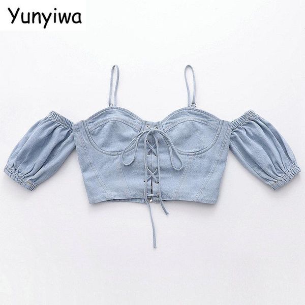 women's blouses & shirts women retro denim crop blouse off shoulder short sleeve 2021 chic female slim shirt 1d300, White
women's blouses & shirts women retro denim crop blouse off shoulder short sleeve 2021 chic female slim shirt 1d300, White