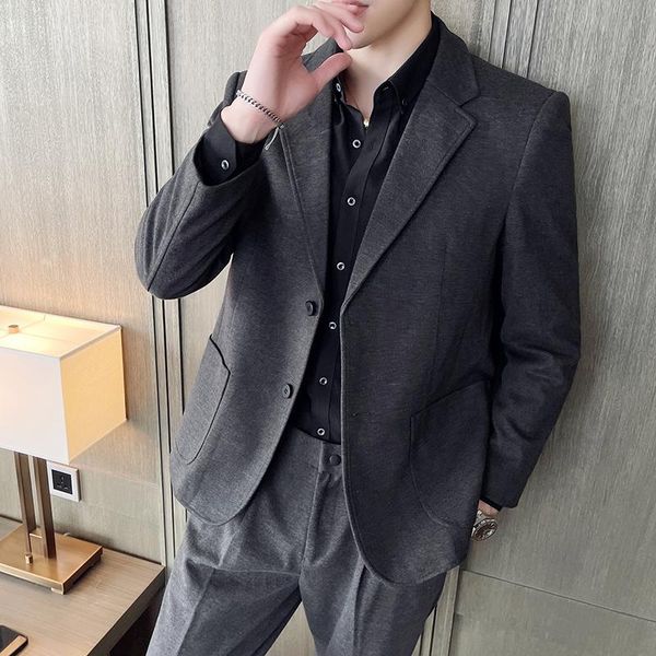 men's suits & blazers male 2021 winter high-end business british style slim fit cloth blended thick fashion suit jacket, White;black
men's suits & blazers male 2021 winter high-end business british style slim fit cloth blended thick fashion suit jacket, White;black