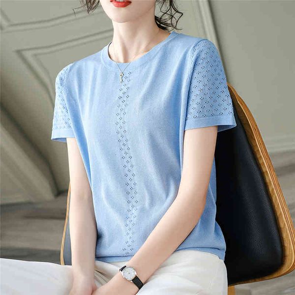 women's t-shirt fashion hollow out short sleeve women casual solid o-neck pullover tee 2021 new summer cotton knitwear female, White
women's t-shirt fashion hollow out short sleeve women casual solid o-neck pullover tee 2021 new summer cotton knitwear female, White