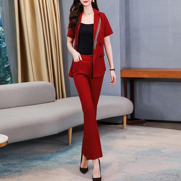 women's two piece pants women summer short sleeve double breasted blazer+flare pant suits coat fashion sets office lady elegant woman, White
women's two piece pants women summer short sleeve double breasted blazer+flare pant suits coat fashion sets office lady elegant woman, White