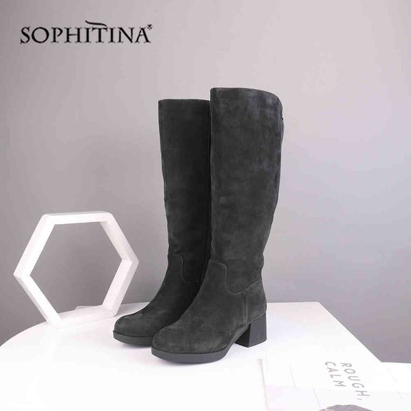 sophitina cow suede warm boots solid design knee high zip round toe square heel women shoes fashion office winter boot sc513 210513, Black
sophitina cow suede warm boots solid design knee high zip round toe square heel women shoes fashion office winter boot sc513 210513, Black
