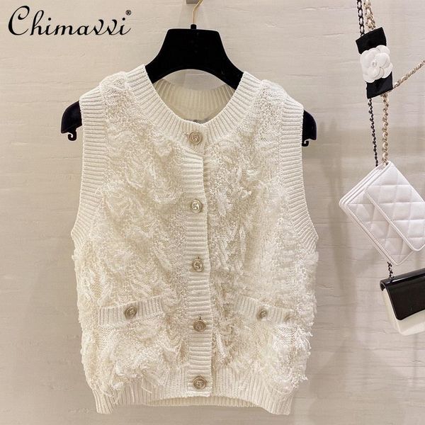 women's vests elegance retro knit vest 2021 summer gold rhinestone no.5 button tassel sleeveless knitted cardigan fashion jacket, Black;white
women's vests elegance retro knit vest 2021 summer gold rhinestone no.5 button tassel sleeveless knitted cardigan fashion jacket, Black;white