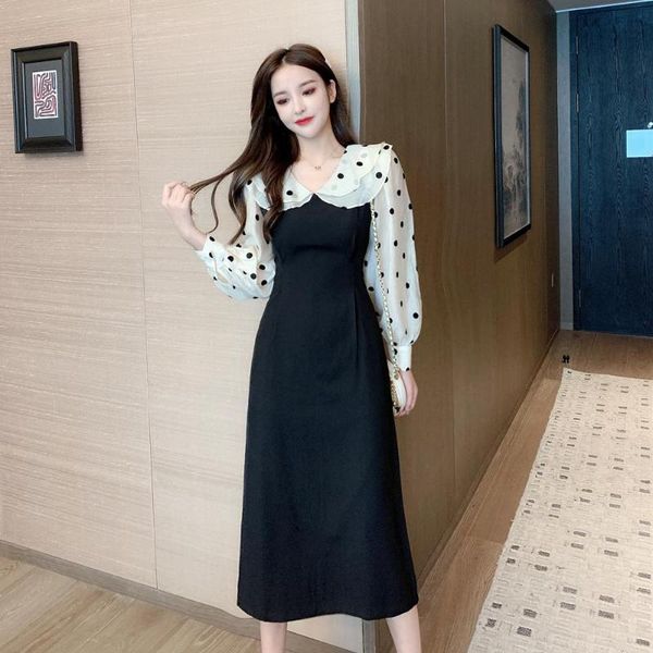 casual dresses will fall vintage dress elegant temperament wave point sleeve splicing over-the-knee long tall waist show thin, Black;gray
casual dresses will fall vintage dress elegant temperament wave point sleeve splicing over-the-knee long tall waist show thin, Black;gray