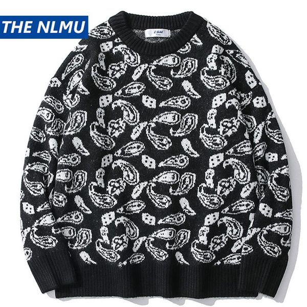 men's sweaters 2021 winter knitted pullover jumper streetwear hip hop casual cashew print o-neck loose knitwear sweater men wy998, White;black
men's sweaters 2021 winter knitted pullover jumper streetwear hip hop casual cashew print o-neck loose knitwear sweater men wy998, White;black